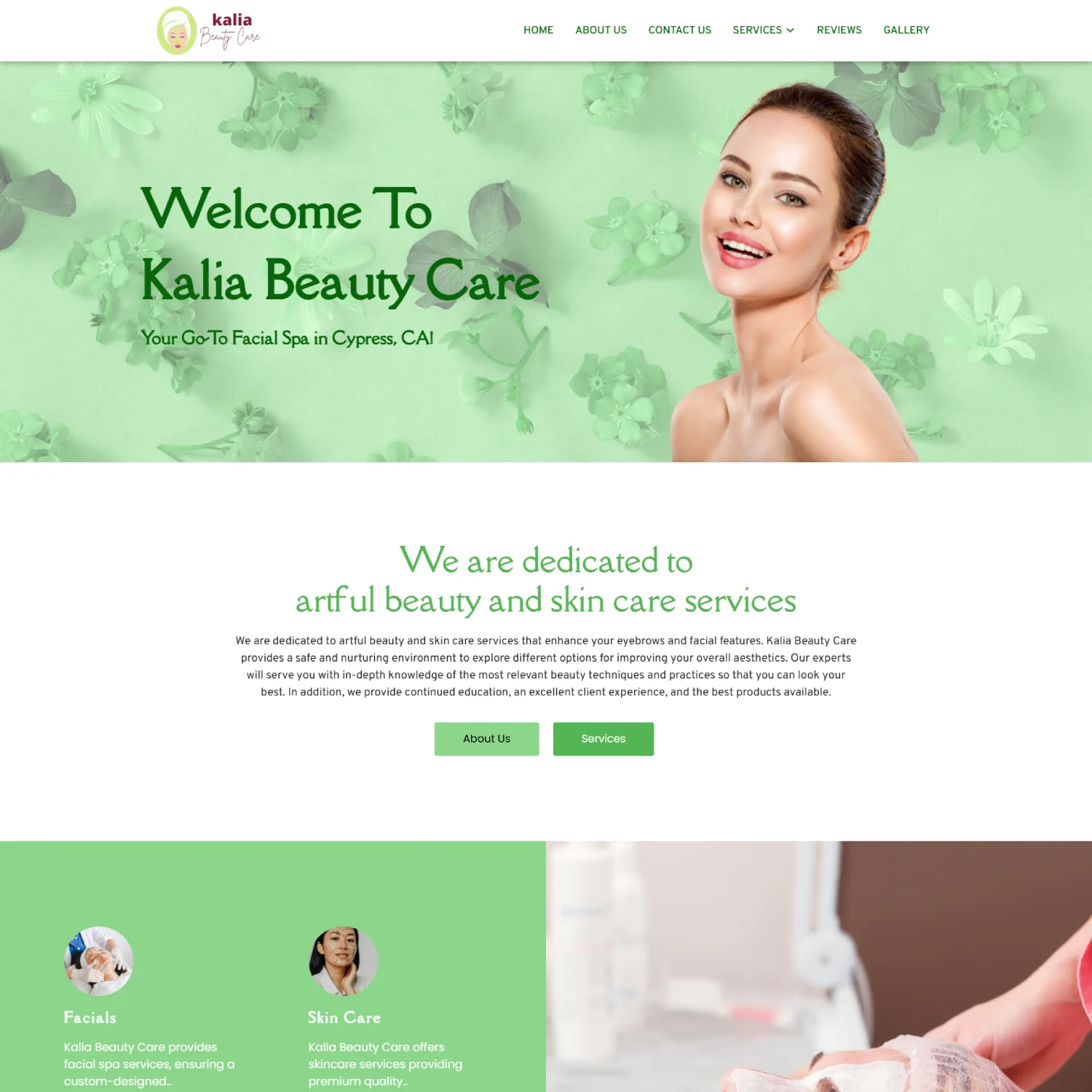 Kalia Beauty Care Salon - Web design Project of Preet Sandhu